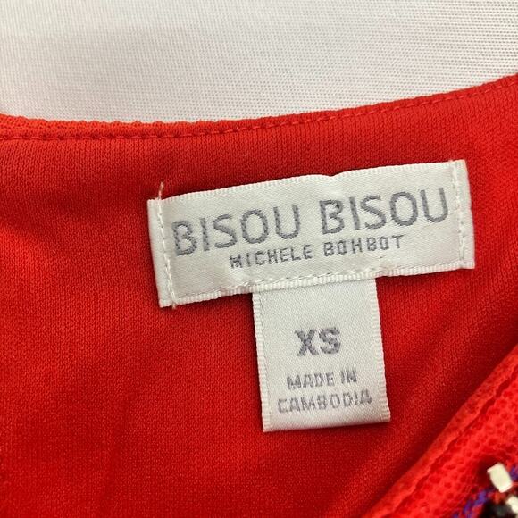 BISOU BISOU Red Sleeveless Round Neck Beaded Crop Top Tank Womens Size XS - Picture 3 of 10